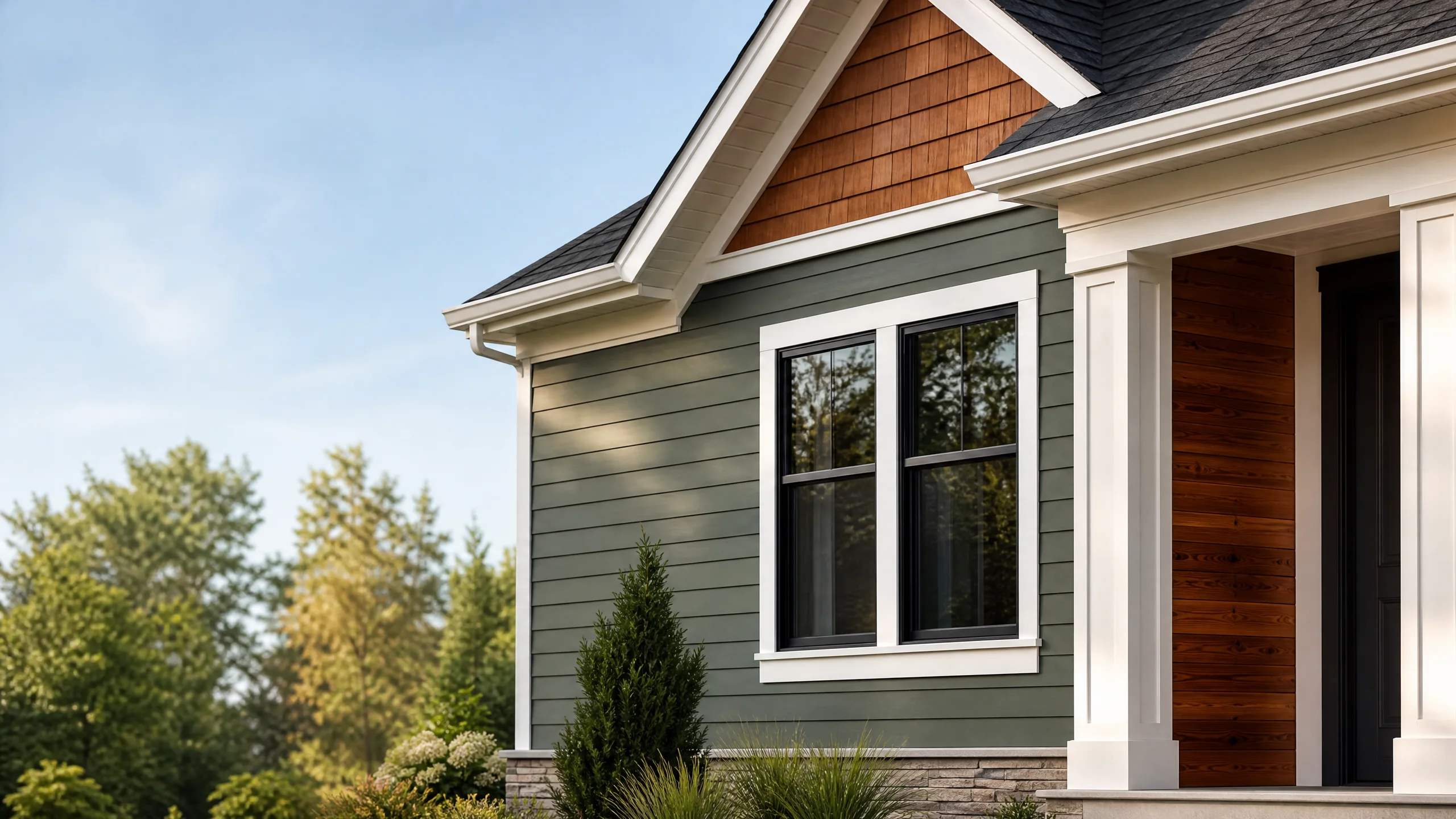 Anonymous home exterior used as a siding project planning illustration.